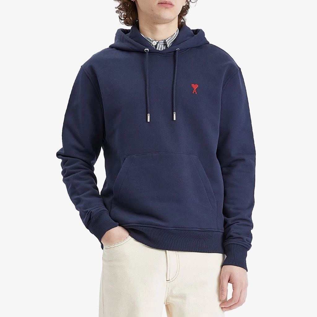 AMI Paris Men's Ami De Coeur Hoodie Night Blue